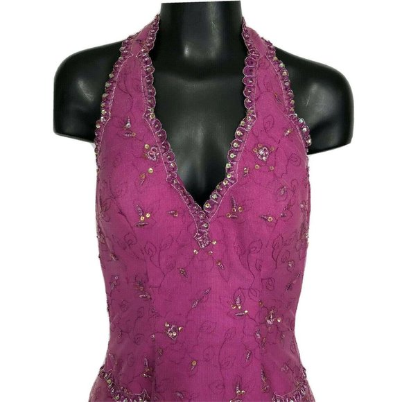Formal Dress Posh Precious Womens 4 Magenta Beads Junior Halter Convert Skirt - Picture 6 of 11
